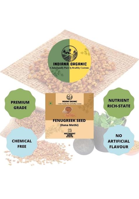 INDIANA ORGANIC Fenugreek seeds | dana methi seeds, Pure & Natural, 200 Gm
