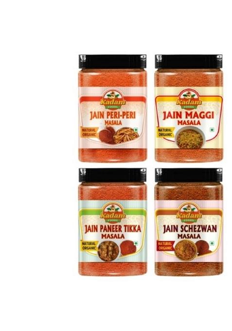 M.K DRY FRUITS Kadam Foods Jain Masala Combo Pack, Natural Organic Spices, Peri-Peri,Paneer Tikka, Schezwan, 400g