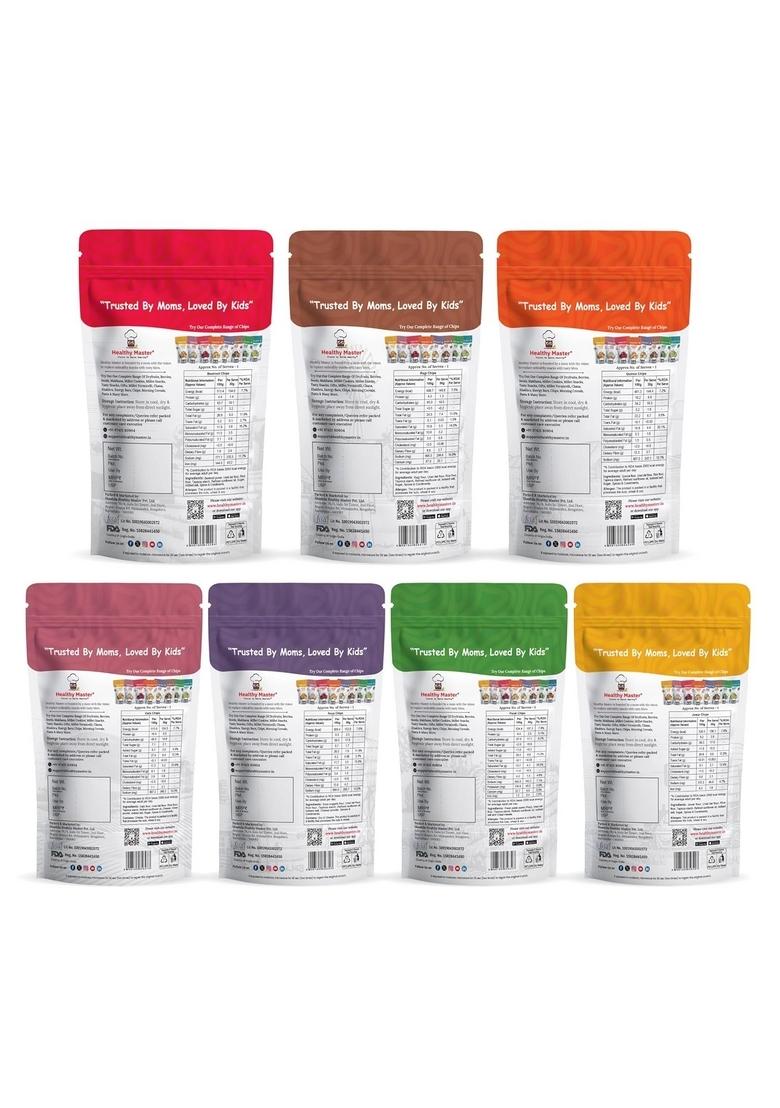 HEALTHY MASTER Vision to serve High Protein Chips Combo 210g (7x30g) | Vegan & Gluten Free Snacks No Preservatives Made with Ragi, Quinoa, Oats, Beetroot, Palak, Jowar Soya Palm Oil