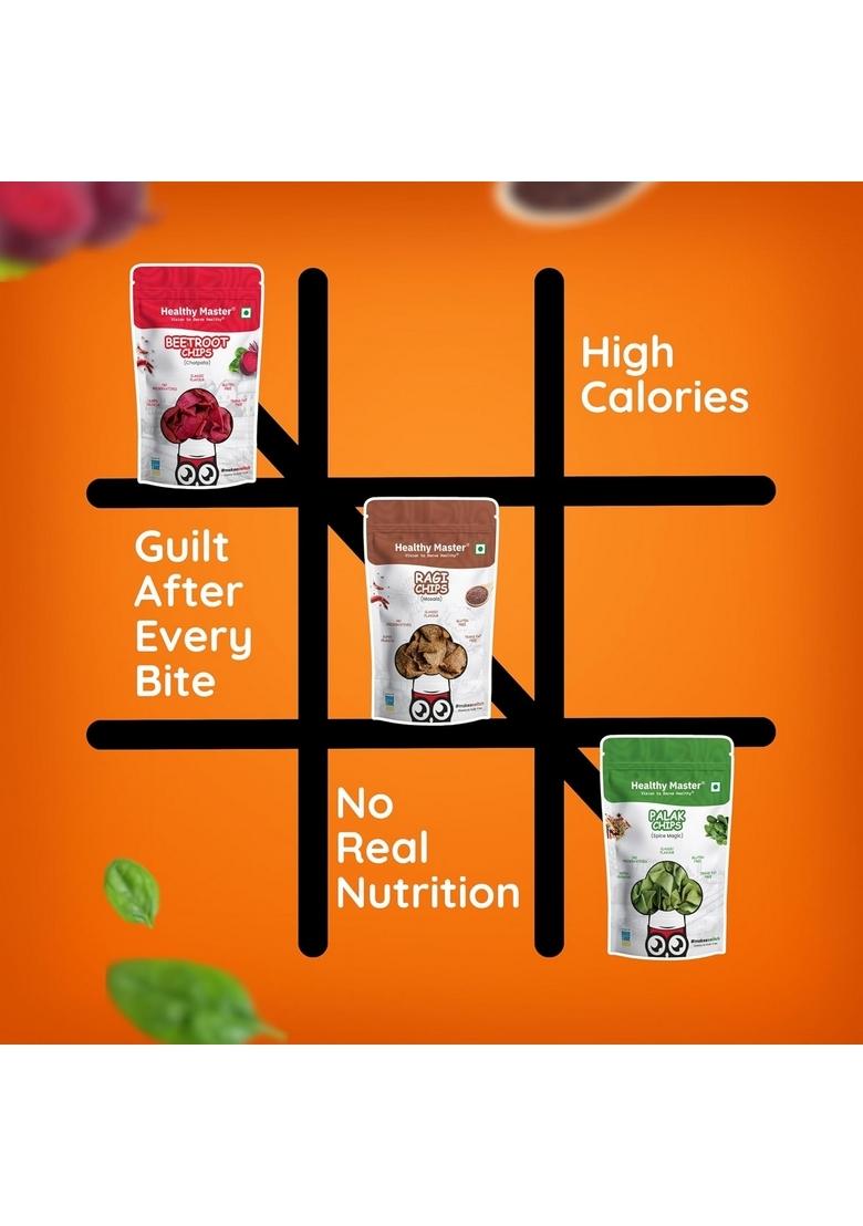 HEALTHY MASTER Vision to serve High Protein Chips Combo 210g (7x30g) | Vegan & Gluten Free Snacks No Preservatives Made with Ragi, Quinoa, Oats, Beetroot, Palak, Jowar Soya Palm Oil
