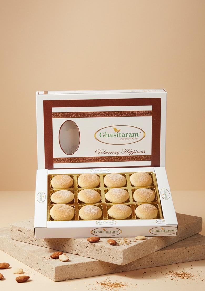 Ghasitaram Gifts Sweets -Baked Almond Khajoor Delights in White Box |Gift for Diwali,Holi,Rakhi,Valentine,Christmas,Birthday,Anniversary,Gift Her,Him,Mothers Day,Fathers Day|