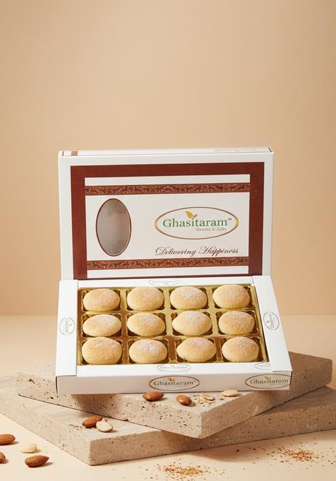 Ghasitaram Gifts Sweets -Baked Almond Khajoor Delights in White Box |Gift for Diwali,Holi,Rakhi,Valentine,Christmas,Birthday,Anniversary,Gift Her,Him,Mothers Day,Fathers Day|