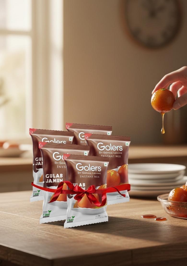 GOLERS Gulab Jamun Instant Mix | Easy to Make Soft & Delicious Indian Dessert and Mithai, 200gm (Pack of 5)
