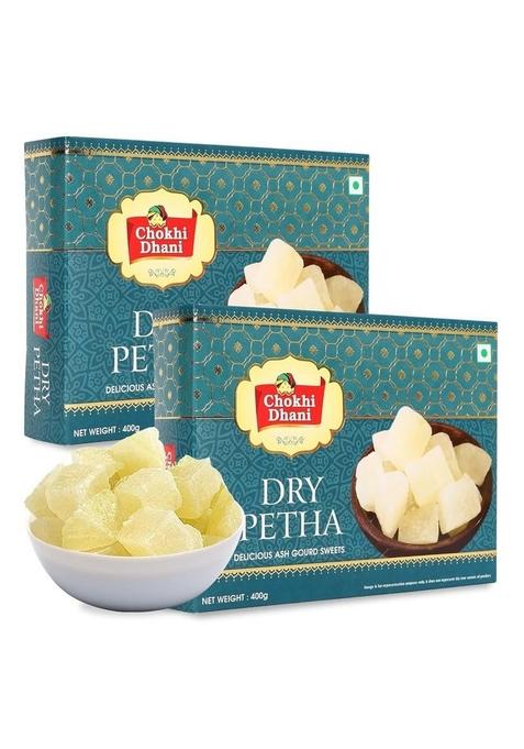 Chokhi Dhani Dry Agra Petha 400gm, Soft and Juicy Indian Mithai | White Ash Gourd Sweets (Gift Box, Pack of 2)