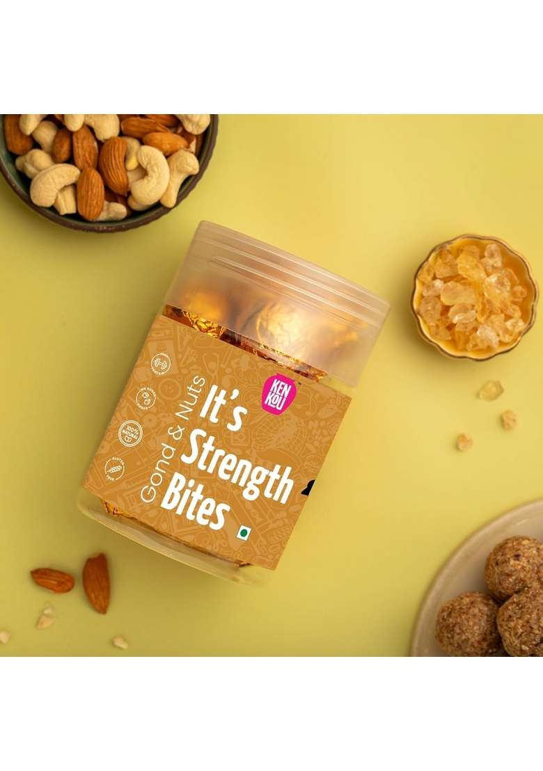 KENKOU Strength Bites Gond & Dry Fruits Laddoo | Healthy Energy with Edible Nuts Traditional Indian Snack Snacks No Preservatives Ideal for All Ages - Indya