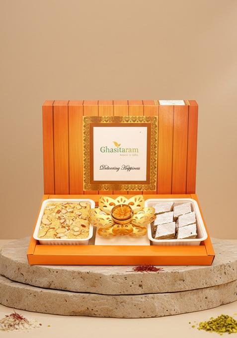 Ghasitaram Gifts Kaju Katli, Soan Papdi and T-Lite|Sweets|Sweets Gift Pack|Diwali Sweets|Indian Mithai|Diwali Sweets Box