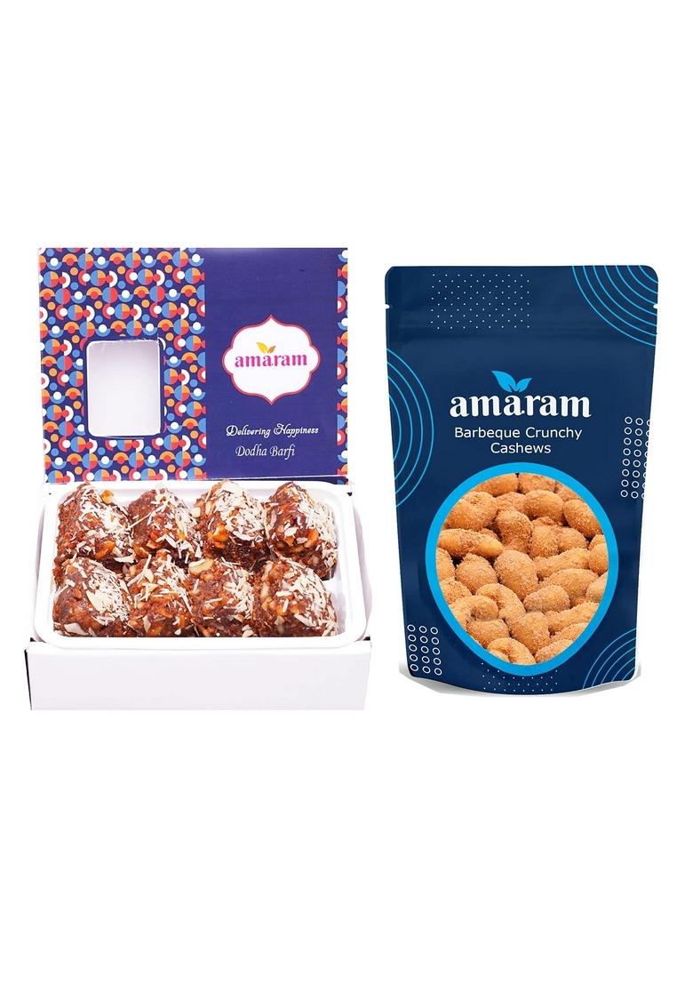 Amaram by Ghasitaram Best of 2 Dodha Barfi and Crunchy Cashews|Sweets|Sweets Gift Pack|Diwali Sweets|Indian Mithai|Diwali Sweets Box