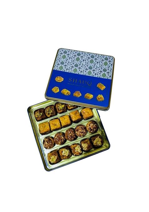 SMOOR SHAUQ Baklava by 440g Tin | Box of 20 Pcs. Assorted Cashew Square Sweet with Fresh Ghee, Nuts and Honey Indian Sweets, Turkish Delights|Best for Birthday, Anniversary, Festive Gifting