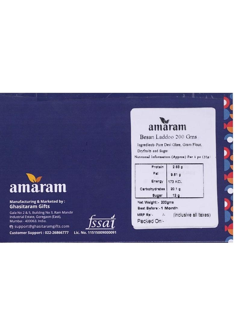 Amaram By Ghasitaram Besan Laddoo Sweets Gift, 400g |Sweet|Sweet Gift Pack|Diwali Mithai|Indian Mithai|Diwali Box|