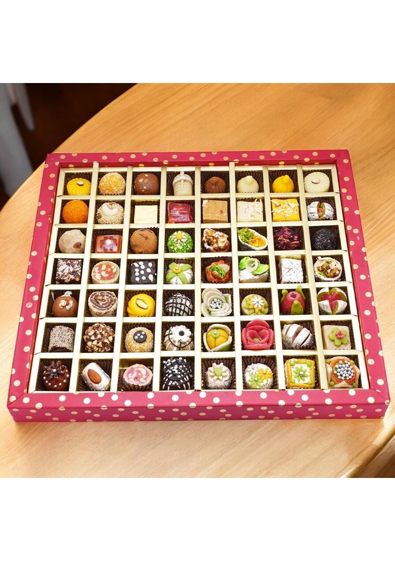 Ghasitaram Gifts Rakhi for Brothers Chappan Bhog box of Assorted Sweets|Sweets|Sweets Gift Pack|Diwali Sweets|Indian Mithai|Diwali Sweets Box|