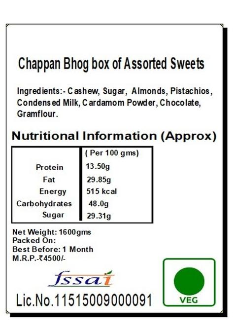 Ghasitaram Gifts Rakhi for Brothers Chappan Bhog box of Assorted Sweets|Sweets|Sweets Gift Pack|Diwali Sweets|Indian Mithai|Diwali Sweets Box|