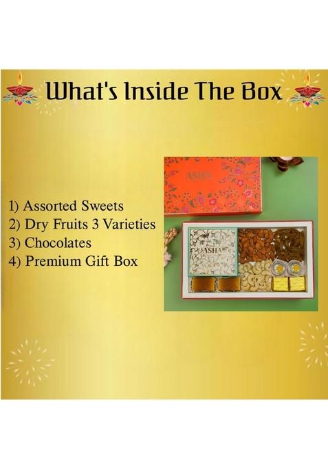 ASHA SWEET CENTER SWEETS Corporate Gift Hamper | Premium Assorted Box with DryFruit Trial Mix Gifting for Employees, Clients & Colleagues |Traditional Mithai Pack Office Celebrations