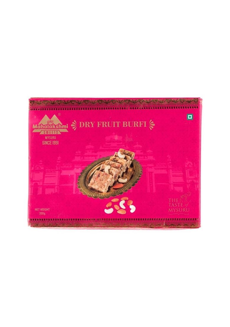 SHREE MAHALAKSHMI SWEETS Dry Fruit Barfi 200 grams, Made with Real Dryfruits & Nuts, Indian Mithai, Gift Pack for Festival Special Occasion