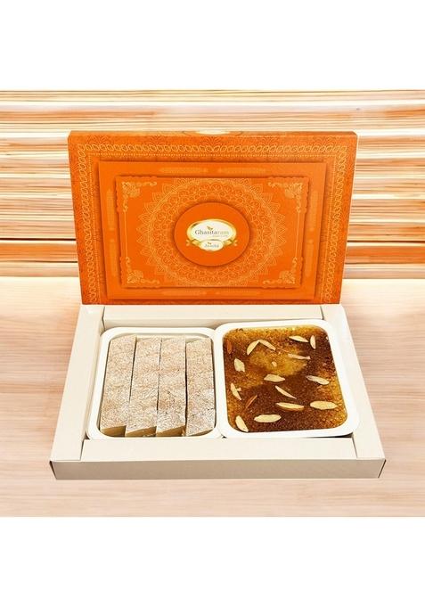 Ghasitaram Gifts Pure Kaju Katlis and Milk Cake box 200 gms
