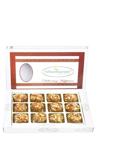 Ghasitaram Gifts Ghasitaram's Roasted Dryfruit Laddoo in White Box |Sweets|Sweets Gift Pack|Diwali Sweets|Indian Mithai|Diwali Sweets Box|Sweets