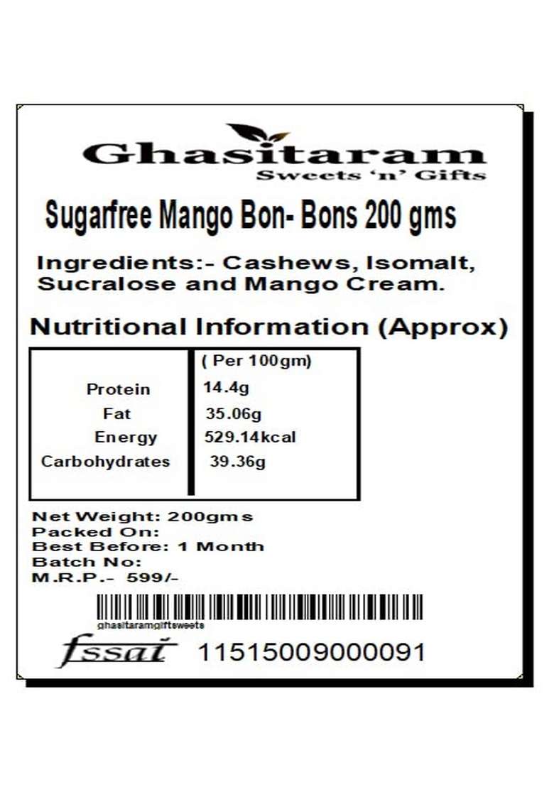 Ghasitaram Gifts Sugar Free Sweets - Mango Bon- Bons 200 GMS|Sugar Sweets|Diabetic Friendly|Diwali Box - Indya