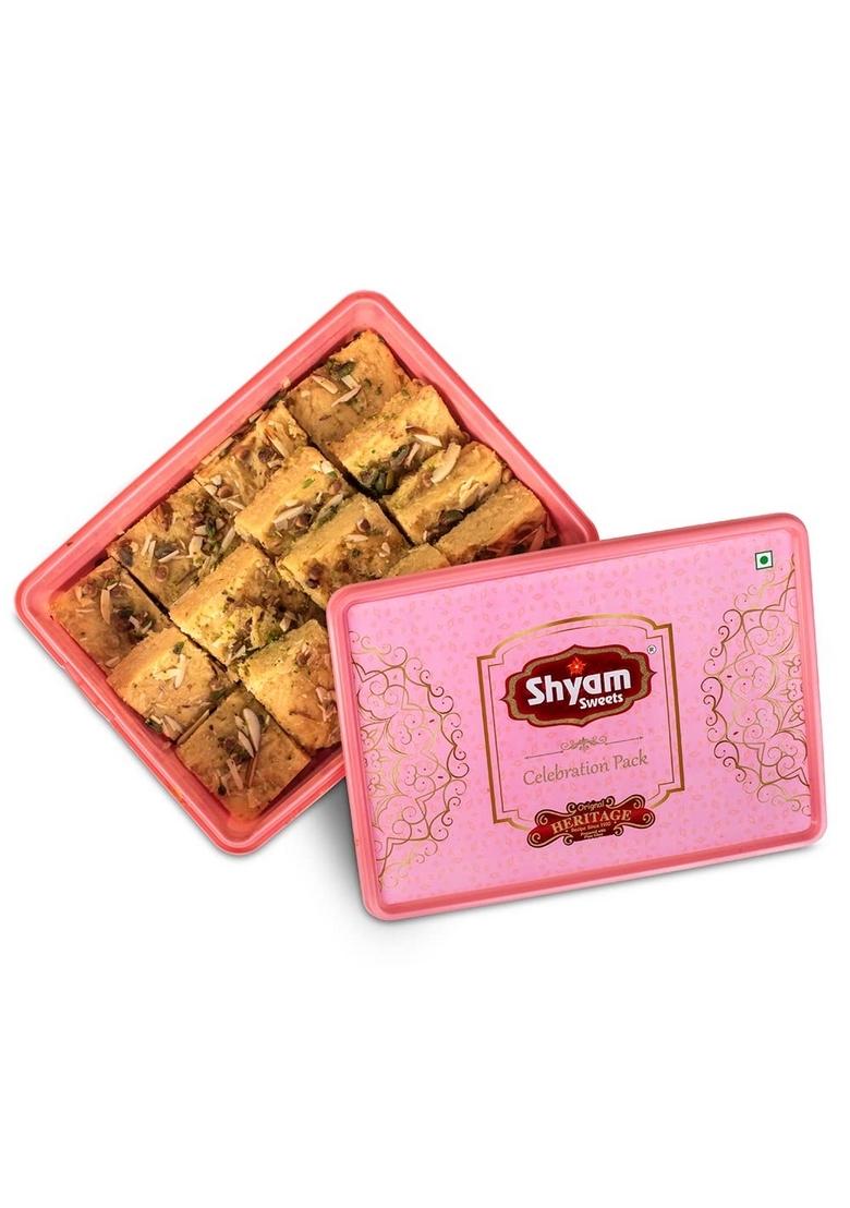 shyam sweets Desi Ghee Patisa (400gm) Flaky Mithai with Pure Cashew & Almond | Made in Premium Traditional Indian Sweet Gift Box No Preservatives 100% Vegetarian