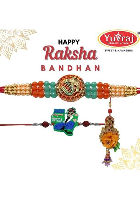 Yuvraj Veera design rakhi for brother & sweets soan papdi 400 gm box with roli chawal pack