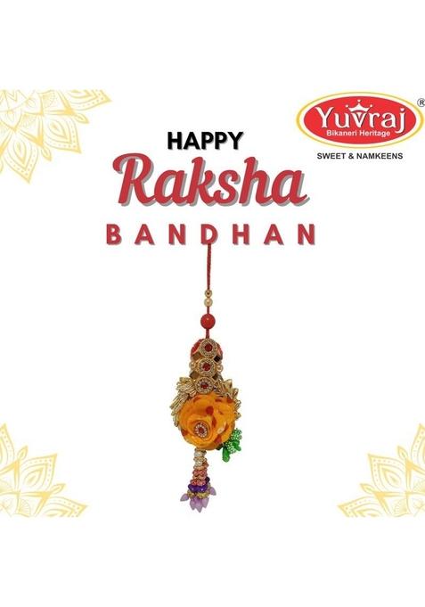 Yuvraj Veera design rakhi for brother & sweets soan papdi 400 gm box with roli chawal pack