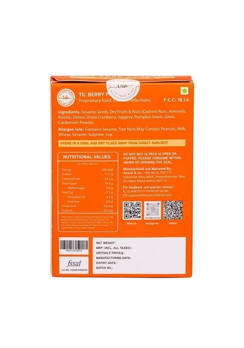 THE SWEET BLEND Til Berry Pops 300g (100g x 3) | Sesame, Almonds, Cashews & Cranberries Healthy Snack Bites Wholesome Delicious Treat Gift Box Hamper Perfect for Munching Diwali Gifting