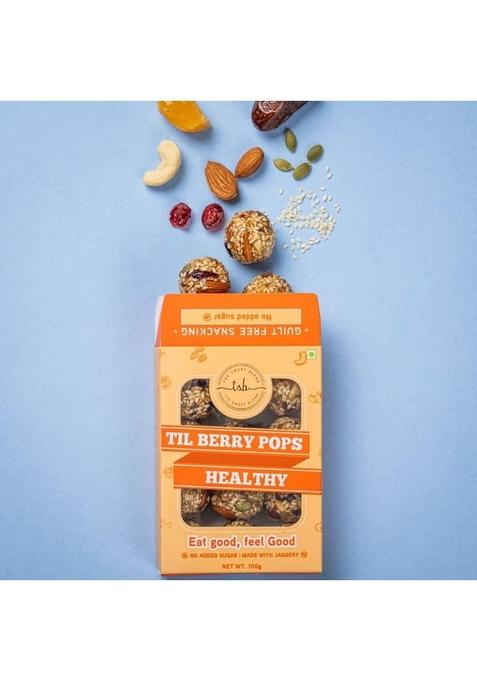 THE SWEET BLEND Til Berry Pops 300g (100g x 3) | Sesame, Almonds, Cashews & Cranberries Healthy Snack Bites Wholesome Delicious Treat Gift Box Hamper Perfect for Munching Diwali Gifting
