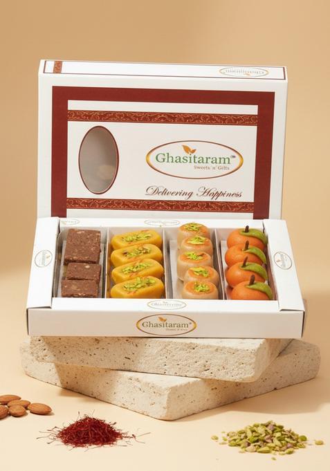 Ghasitaram Gifts Kaju Sweets Assorted Box (400 GMS) |Sweets|Sweets Gift Pack|Diwali Sweets|Indian Mithai|Diwali Box|Sweets