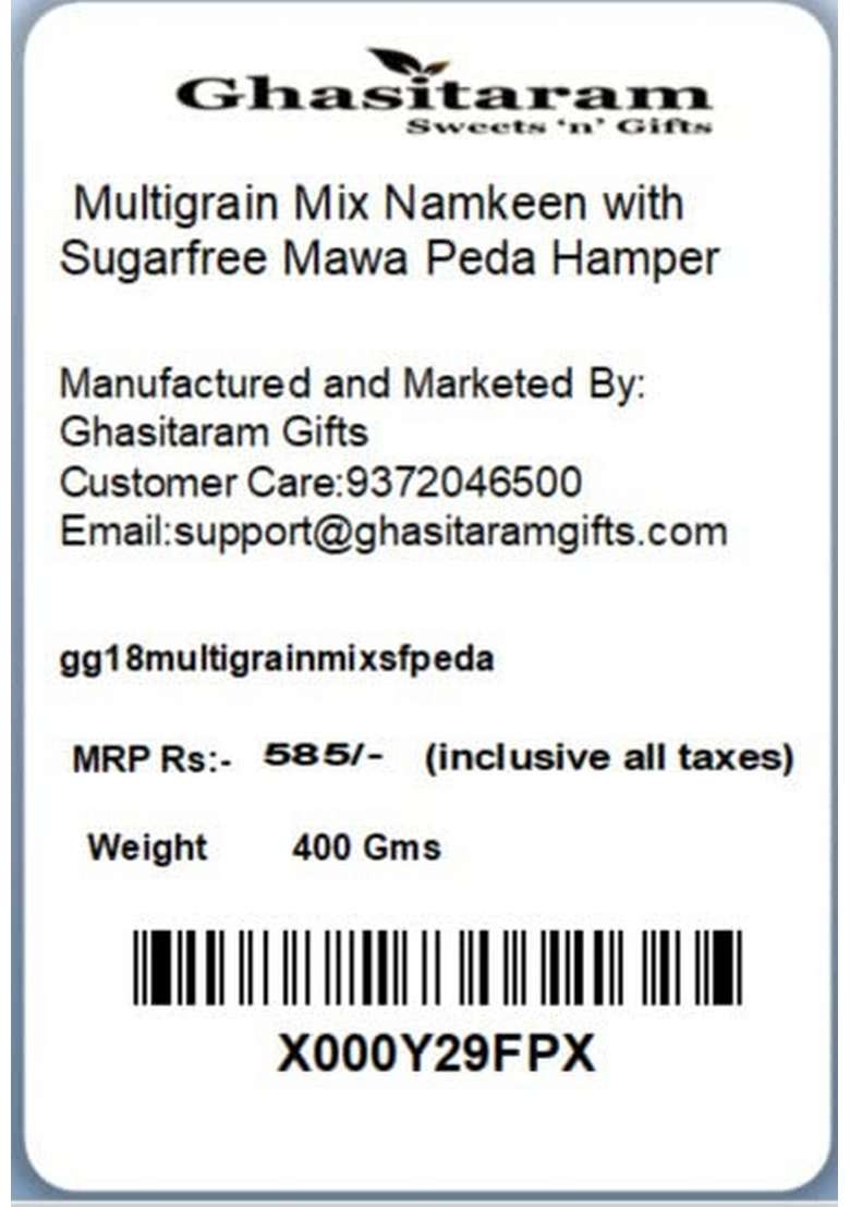 Ghasitaram Gifts - Multigrain Mix Namkeen with Sugarfree Mawa Peda Hamper|Sugar Free Sweets|Diabetic Friendly|Diwali Sugar Sweets Box - Indya