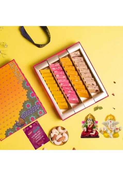 Dessert Drama Diwali Special Healthy and Delicious Flavored Kaju Katli (Rose, Kesar/Saffron, Plain, Mango)