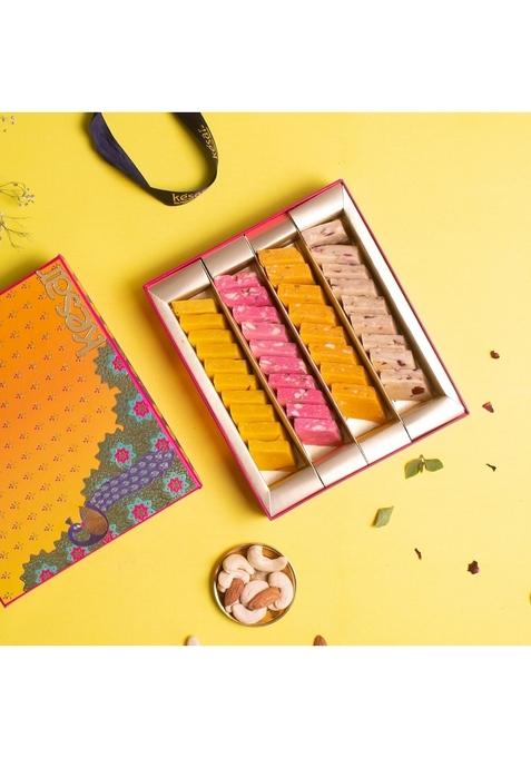 Dessert Drama Diwali Special Healthy and Delicious Flavored Kaju Katli (Rose, Kesar/Saffron, Plain, Mango)