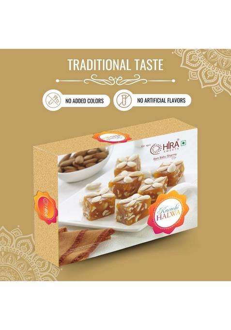 HIRA SWEETS Karachi Halwa 500g | Authentic Indian Mithai with Desi Ghee & Fresh Nuts Healthy Cashew, Almond Pistachio No Artificial Colors Ideal for Gifting