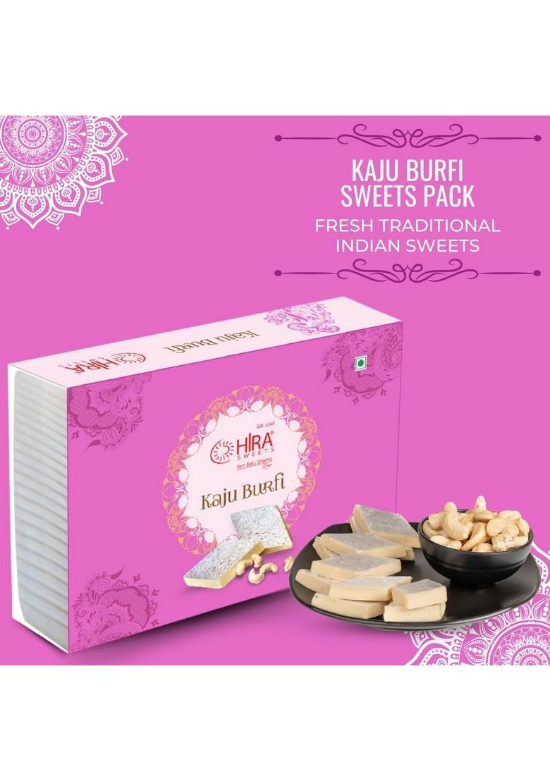 HIRA SWEETS Kaju Burfi (500 g) & Moong Dal (400 Combo Pack | Indian Traditional Mithai Katli Made With Finest Cashews Namkeen Festival Box