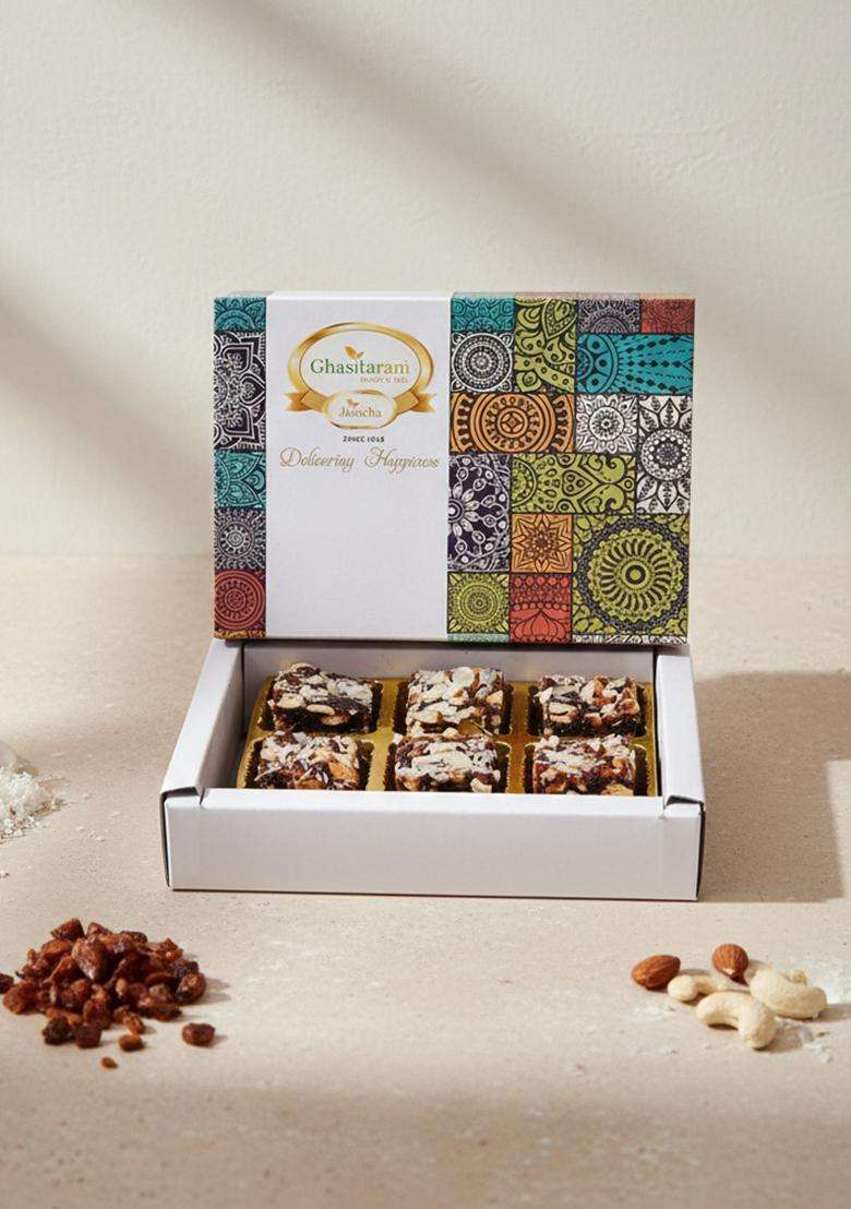 Ghasitaram Gifts Diwali - Sugarfree Khajoor Bites 6 pcs|Sugar Free Sweets|Diabetic Friendly|Diwali Sugar Sweets Box - Indya