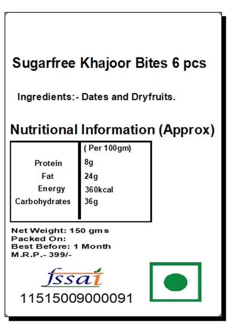 Ghasitaram Gifts Diwali - Sugarfree Khajoor Bites 6 pcs|Sugar Free Sweets|Diabetic Friendly|Diwali Sugar Sweets Box - Indya