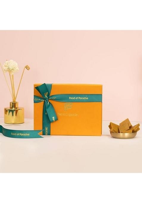 Farm Organic Golden Luxurious Bite | Jaggery Kaju Katli 250g Premium Indian Sweet Gift Box Healthy Mithai Hamper Festive & Corporate Gifting