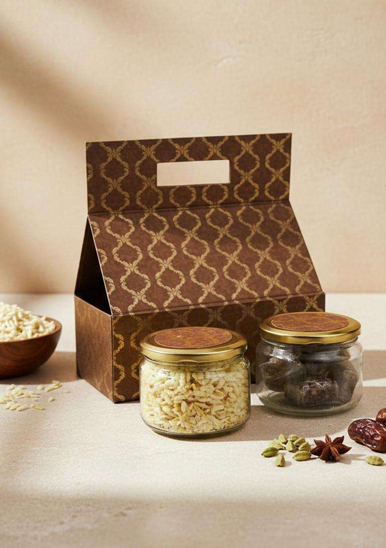 Ghasitaram Gifts Diwali - 2 Jars Bag Box Bites Sugarfree and Diet Chiwda|Sugar Free Sweets|Diabetic Friendly|Diwali Sugar Sweets - Indya