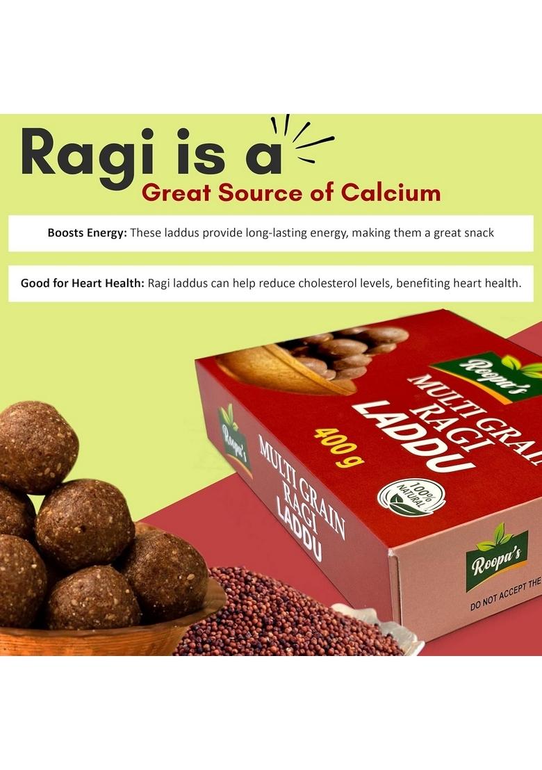 Roopa's Multi Grain Ragi Laddu 400gm| Healthy & Nutritious Diwali Sweets Gift Box for Friends Closed ones