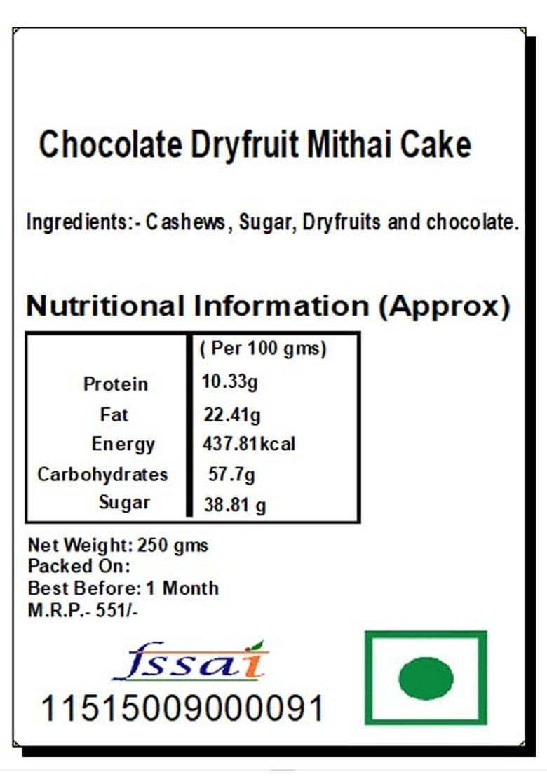 Ghasitaram Gifts Chocolate Dryfruit Mithai Cake|Sweets|Sweets Gift Pack|Diwali Sweets|Indian Mithai|Diwali Sweets Box