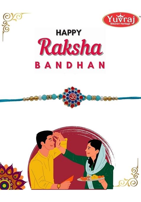 Yuvraj 2 rakhi set for brother (om & swastik) sweets soan papdi 200 gm box with roli chawal pack