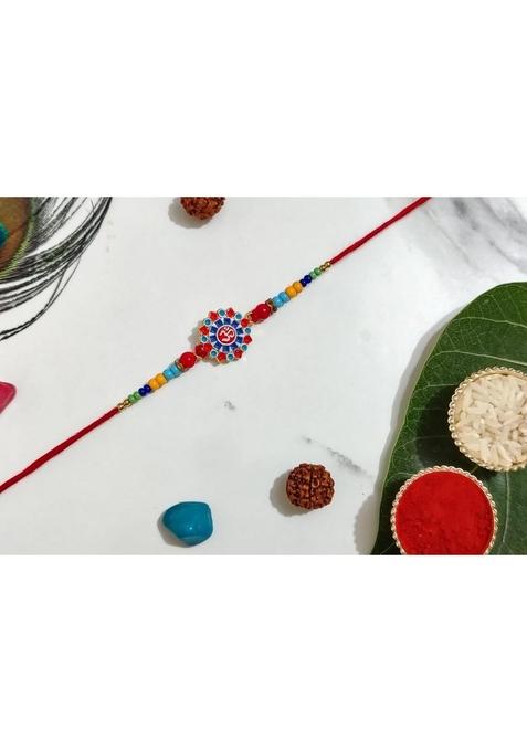 Yuvraj 2 rakhi set for brother (om & swastik) sweets soan papdi 200 gm box with roli chawal pack