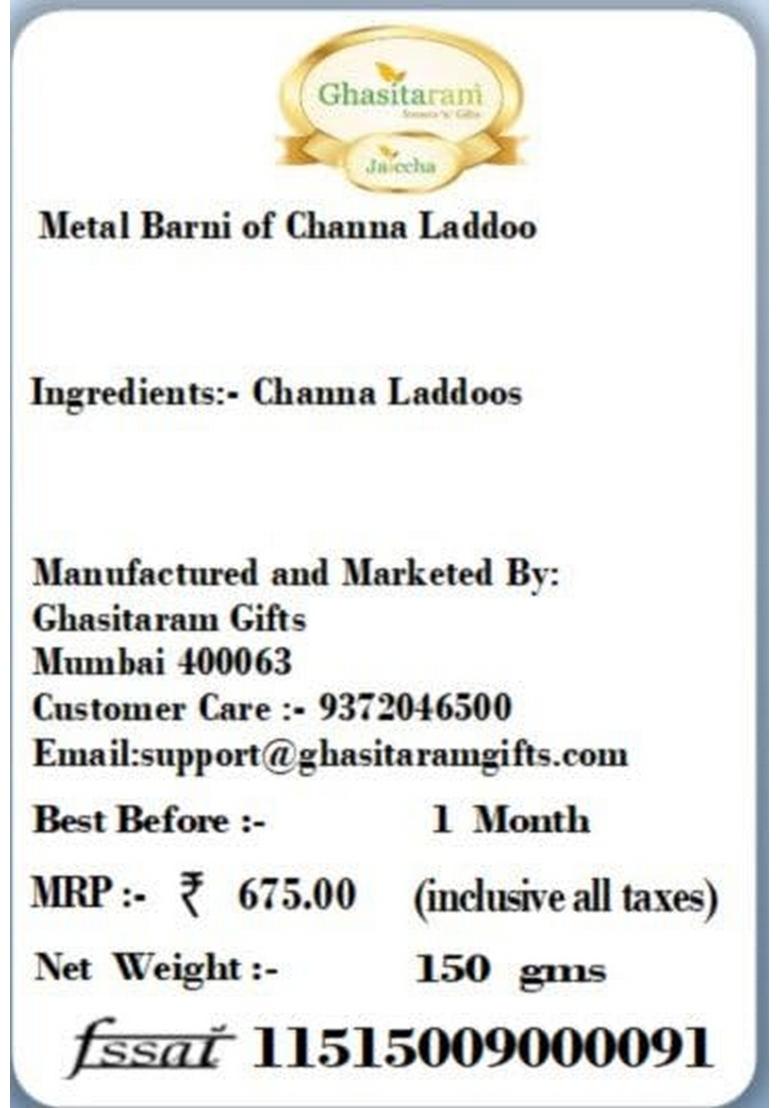 Ghasitaram Metal Barni of Channa Laddoo|Sweets|Sweets Gift Pack|Diwali Sweets|Indian Mithai|Diwali Sweets Box|Sweets Box