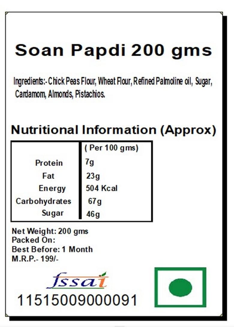 Ghasitaram Gifts Soan Papdi (200 GMS) |Sweets|Sweets Gift Pack|Diwali Sweets|Indian Mithai|Diwali Sweets Box|Sweets Box