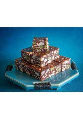 Dessert Drama Premium Sweet Gift Box Sugarfree Dry Fruits & Nuts Barfi 400 gm With 2 Rakhi Combo Set Brother Rakshabandhan/Rakhi Sweeets