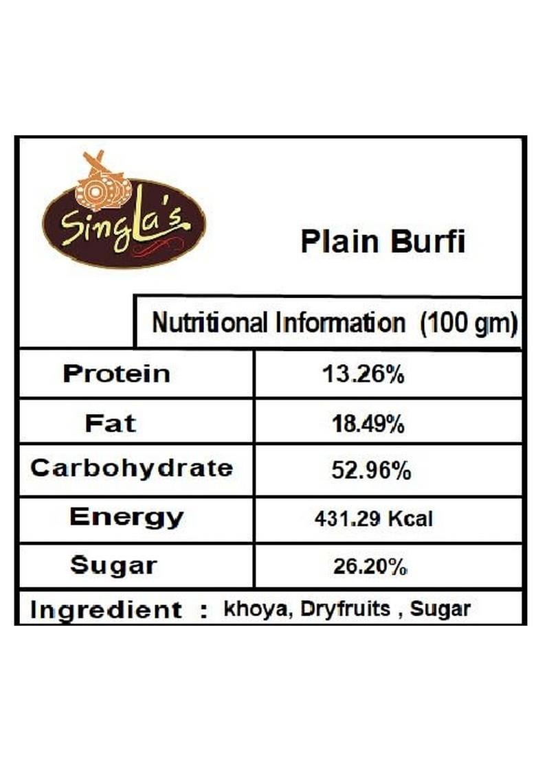 Singla Singla's Plain Barfi Sweets, 500g Indian Mithai sweets Box