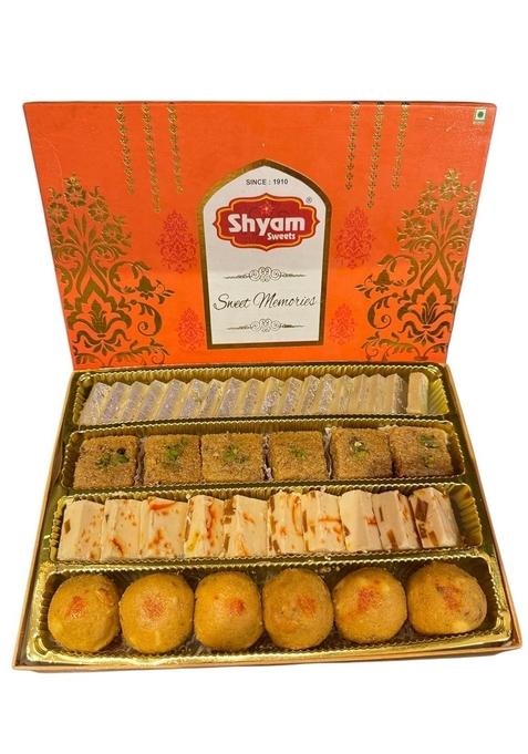 shyam sweets Rasmo-Riwaaz Mix 900g | Kaju Katli, Milk Cake, Mango Chocolate Burfi & Besan Dry Fruit Ladoo Traditional Indian Mithai Premium Sweet Gift Pack No Added Colours or Preservatives