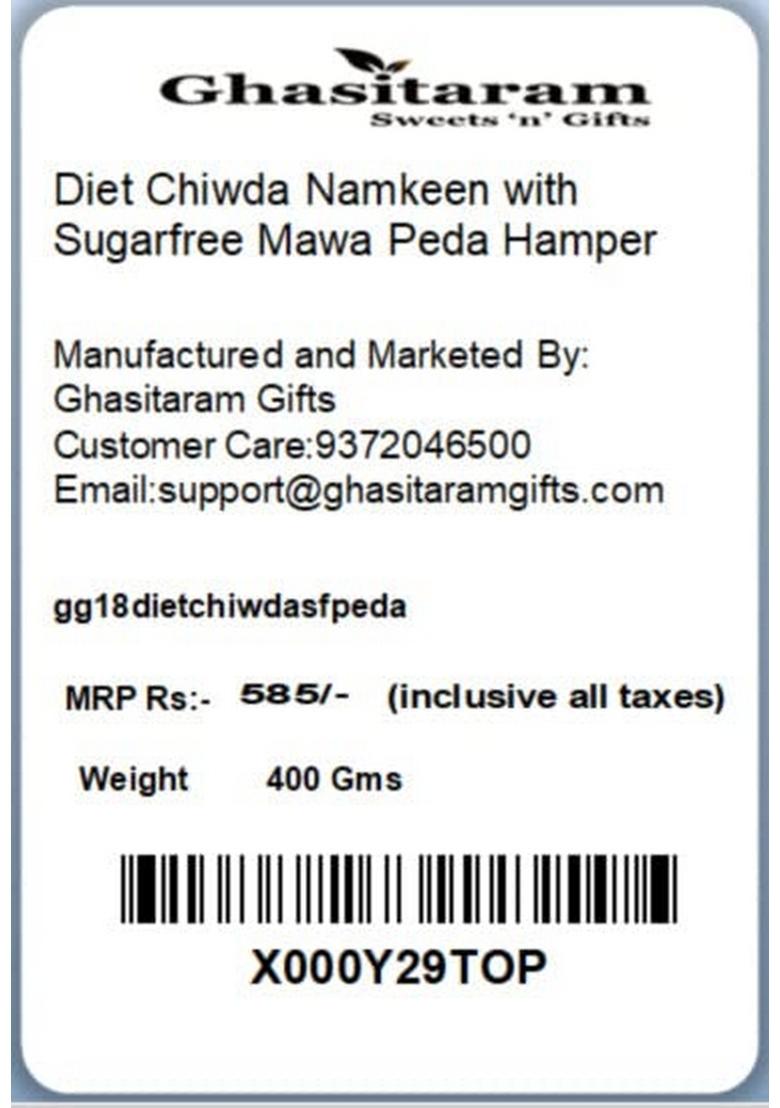 Ghasitaram Gifts Diet Chiwda Namkeen with Sugarfree Mawa Peda Hamper|Sugar Free Sweets|Diabetic Friendly|Diwali Sugar Sweets Box