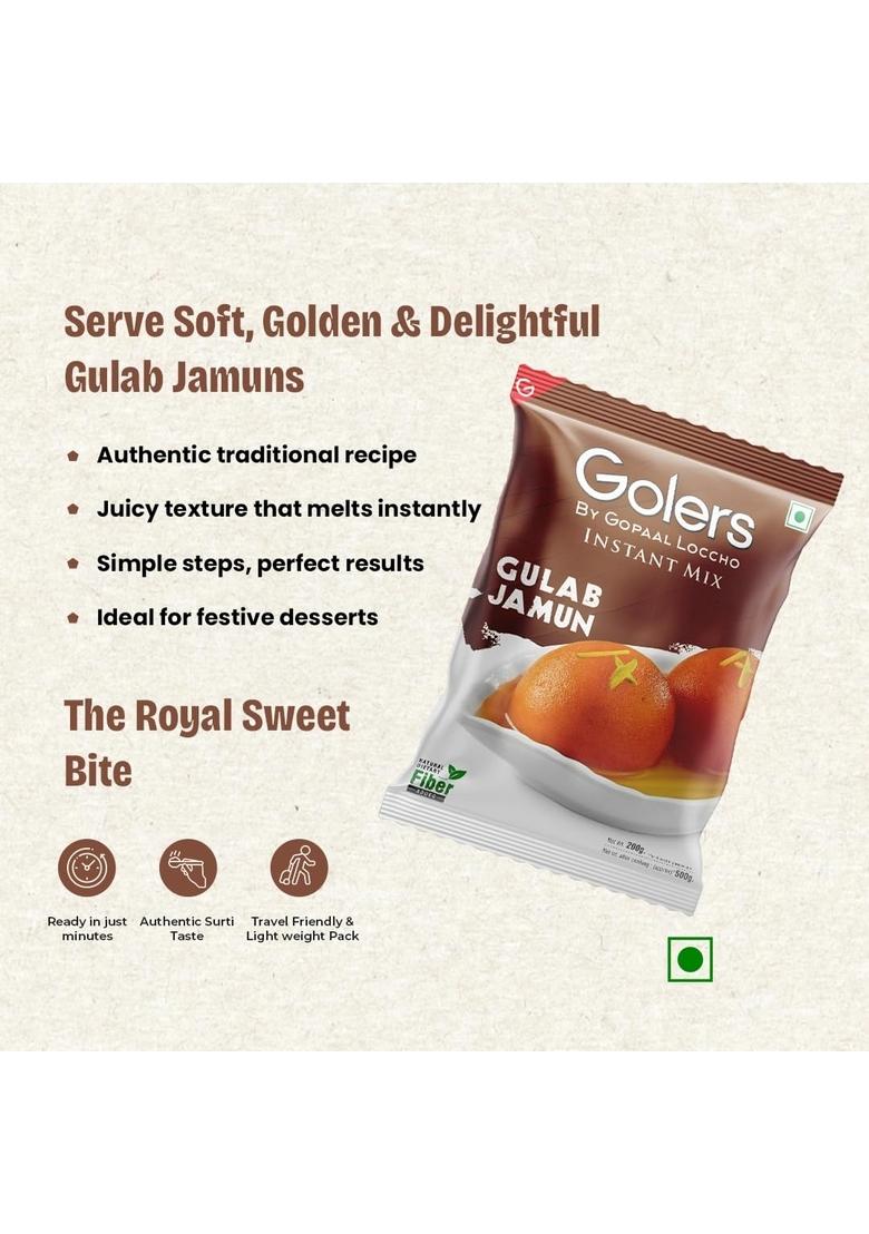 GOLERS Gulab Jamun Instant Mix | Easy to Make Soft & Delicious Indian Dessert and Mithai, 200gm (Pack of 10)