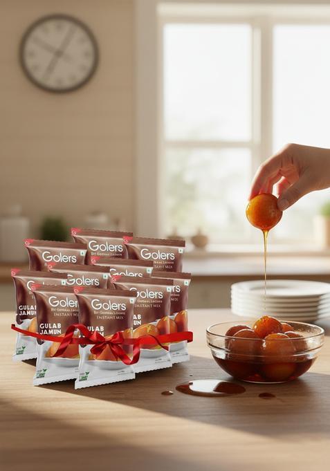 GOLERS Gulab Jamun Instant Mix | Easy to Make Soft & Delicious Indian Dessert and Mithai, 200gm (Pack of 10)