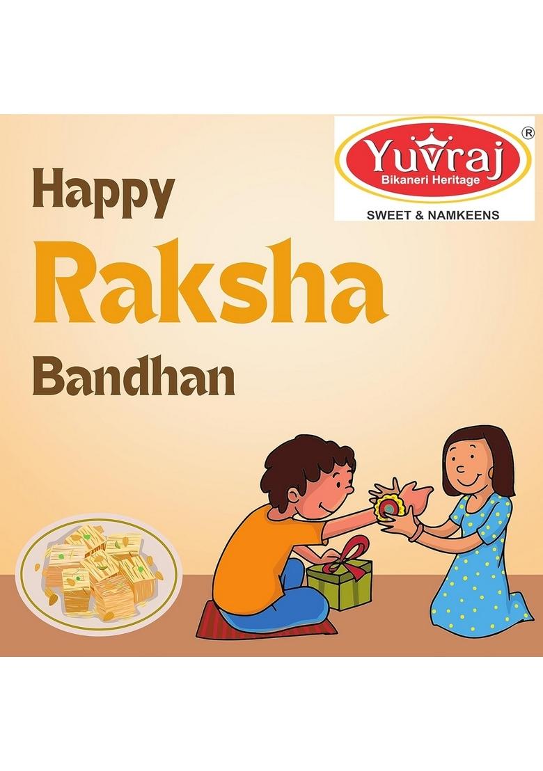 Yuvraj Couple Rakhi Designer (Radha or kishna) set with sweets 200 gm soan papadi Gift box