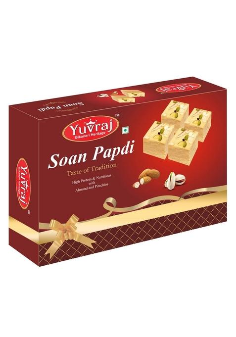Yuvraj Couple Rakhi Designer (Radha or kishna) set with sweets 200 gm soan papadi Gift box