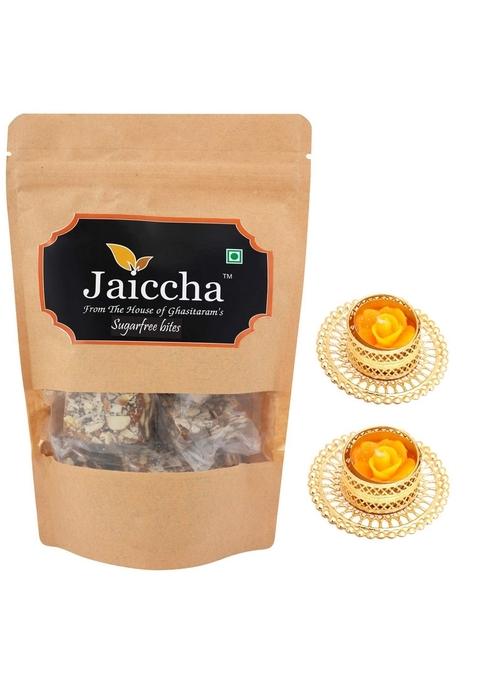 Ghasitaram Gifts - Sugarfree Bites 200 GMS in Brown Paper Pouch with 2 T-Lites|Sugar Free Sweets|Diabetic Friendly|Diwali Sugar Sweets Box